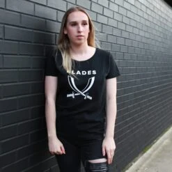 Ladies Blades Sword Tee B/W -Club Sport Wear Shop 3376