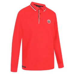 Rubber Full Crest LS Polo Red -Club Sport Wear Shop 4194