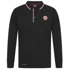 Rubber Full Crest LS Polo Black -Club Sport Wear Shop 5573 21